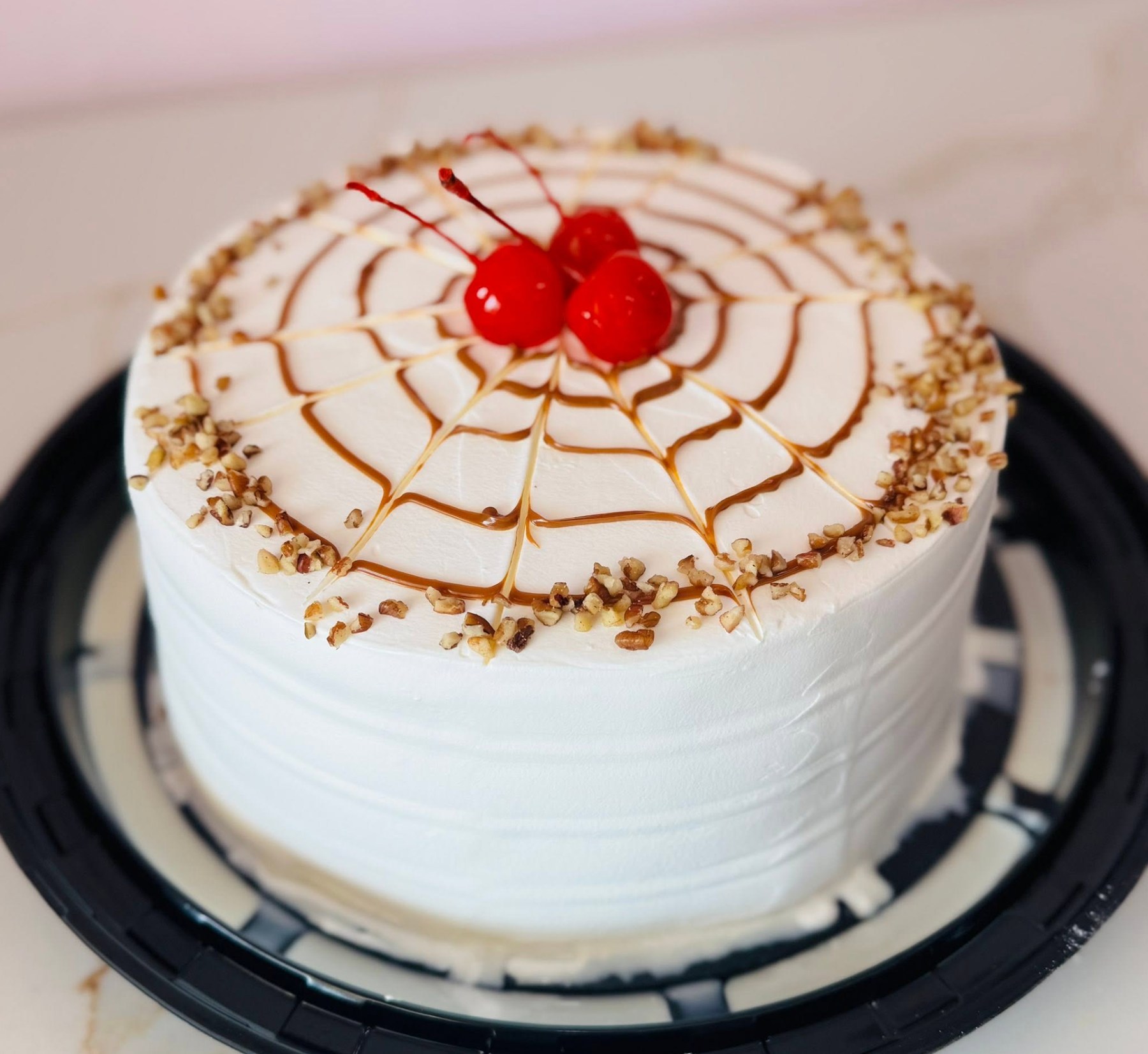 Caramel and cherry cake