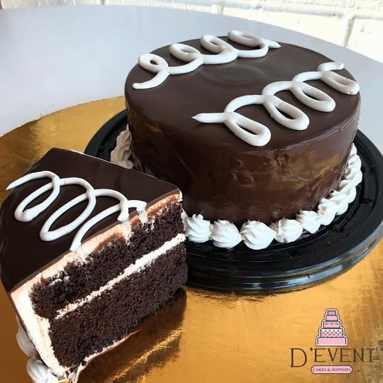 Chocolate cake shown with a slice
