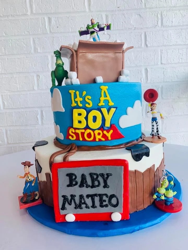 Toy themed tiered cake
